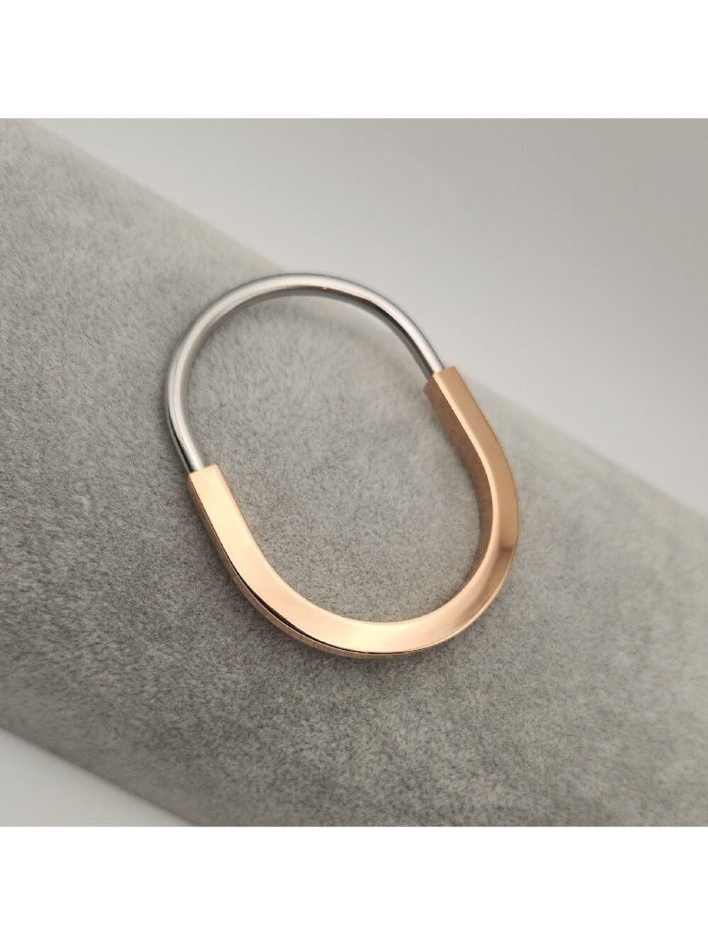 Modern Two-Tone Oval Link Bracelet | Silver Tone & Rose Gold | 18K Gold Plated